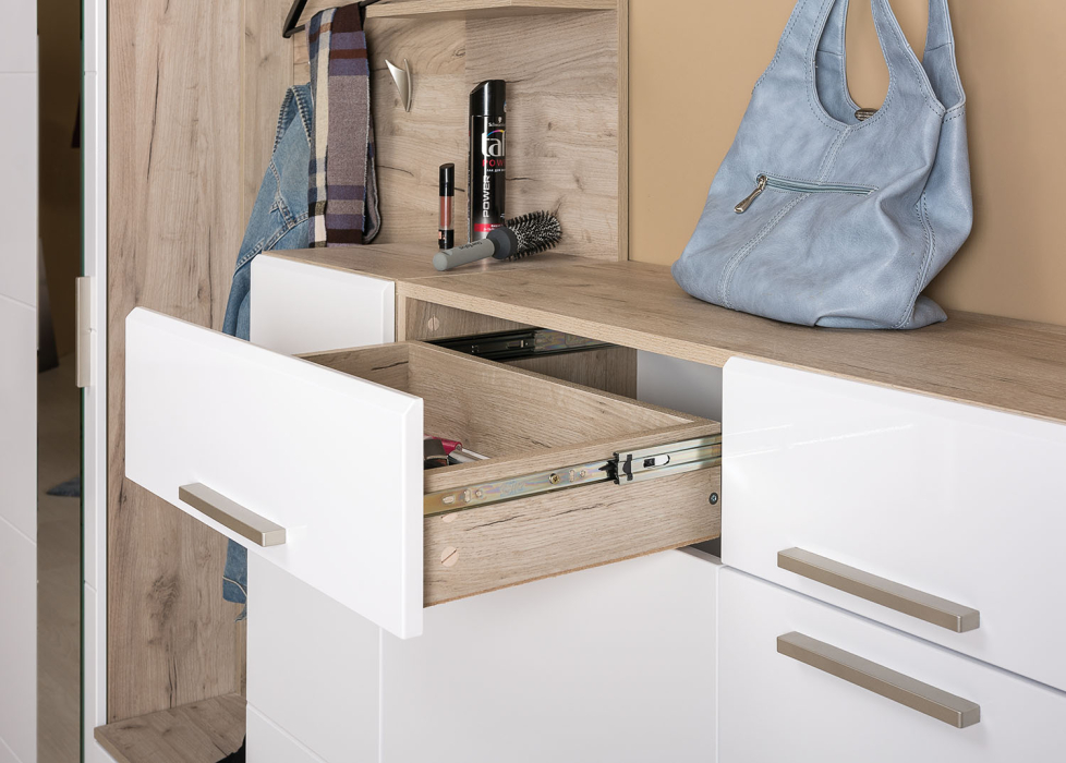 Комоды, Комод Лайн 13.121 дуб крафт серый/белый глянец