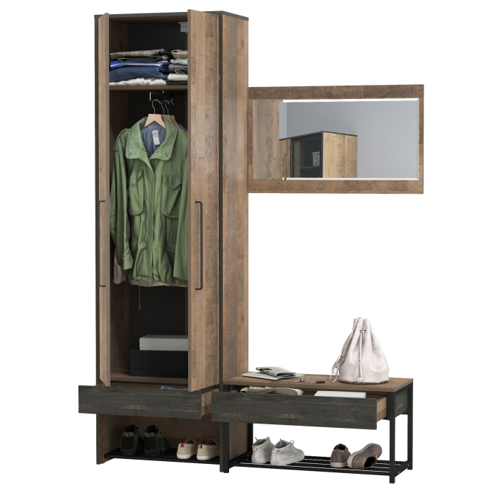 Прихожая, Прихожая с тумбой для обуви с сиденьем и зеркалом Трувор