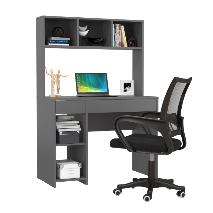 Прямые компьютерные столы, Компьютерный стол Моби Комфорт 12.77F с компьютерным креслом 103 чёрного цвета