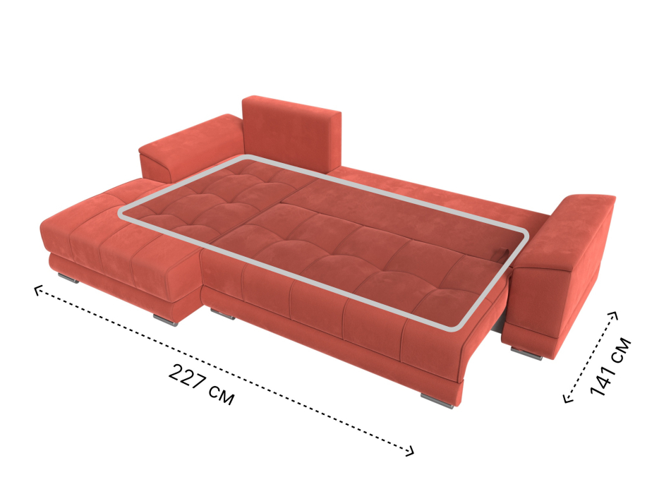 Диваны угловые в гостиную, Угловой диван НордСтар левый угол, микровельвет