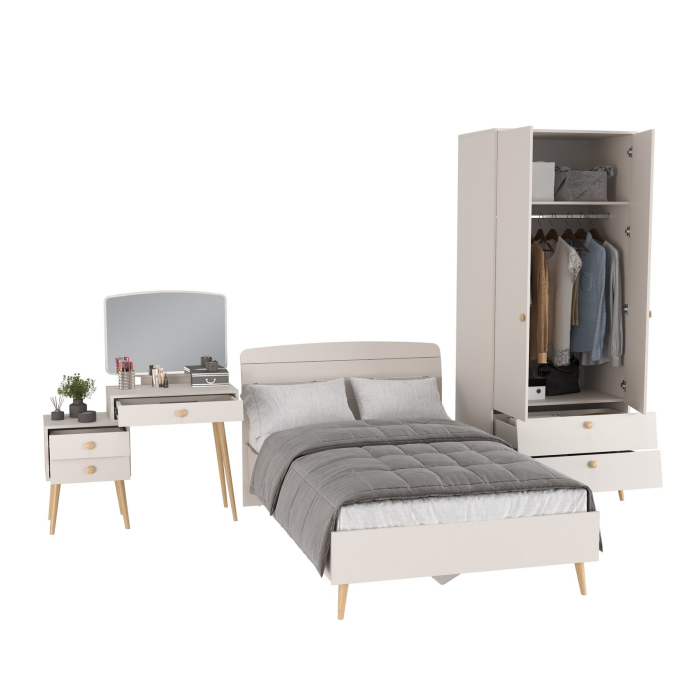 Спальные гарнитуры, Кровать Афина 1200 с трюмо и шкафом-комодом