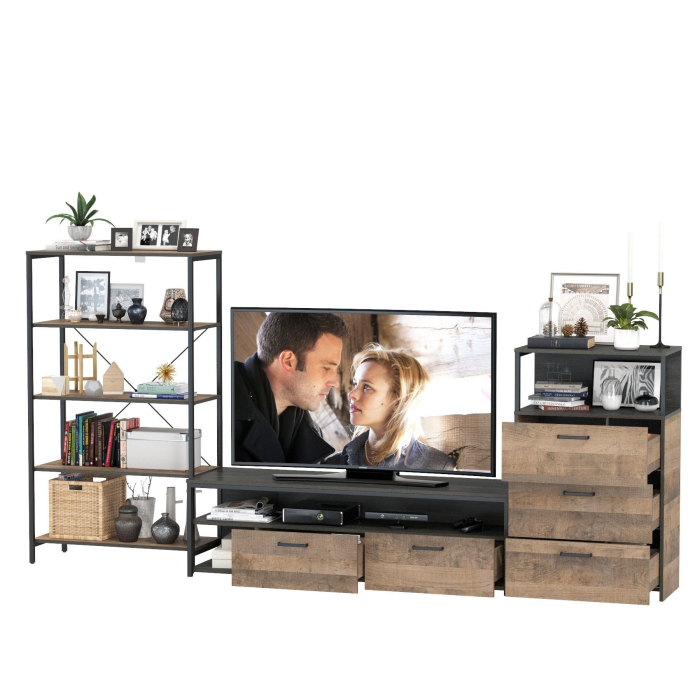 Стенки для гостиной, ТВ-тумба Трувор с открытым стеллажом и комодом с ящиками