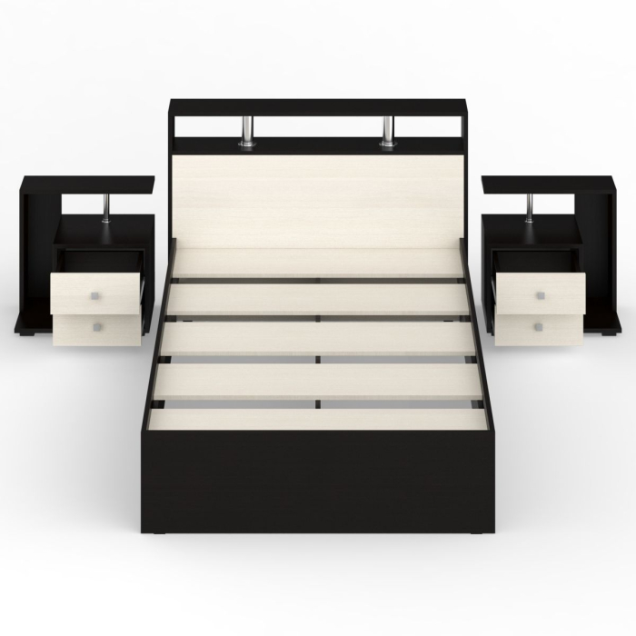 Спальные гарнитуры, Кровать Камелия 1200 с двумя прикроватными тумбами