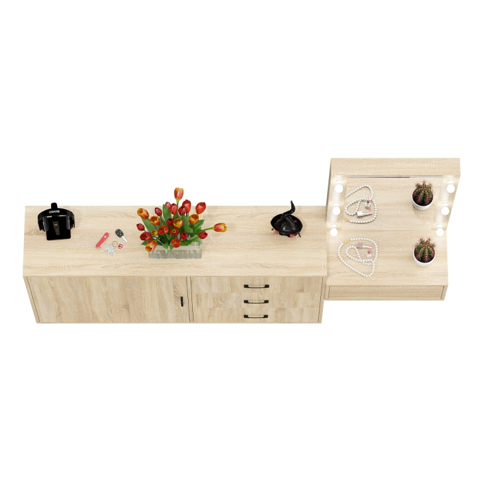 Туалетные столики, Стол косметический навесной с подсветкой и комод 122-1504