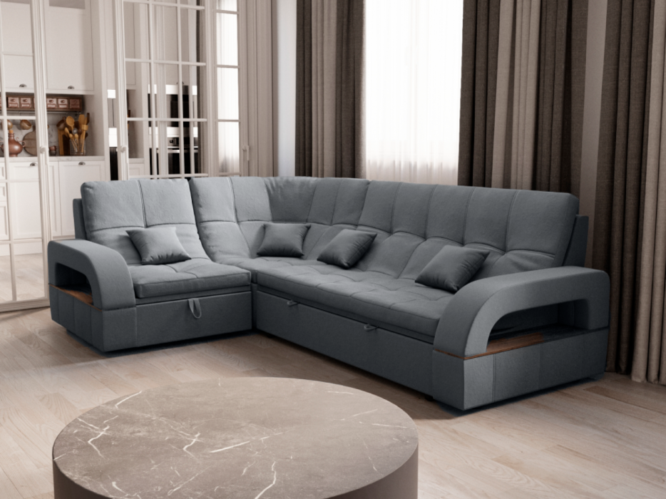 Диваны угловые в гостиную, Угловой диван Майами-3 ППУ, велюр