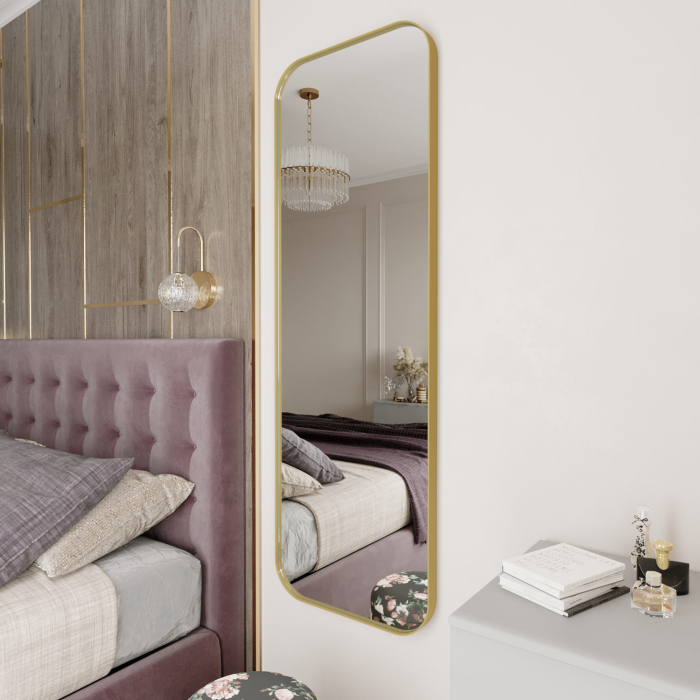 Зеркала в спальню, Дизайнерское настенное зеркало GENGLASS Kuvino M в металлической раме