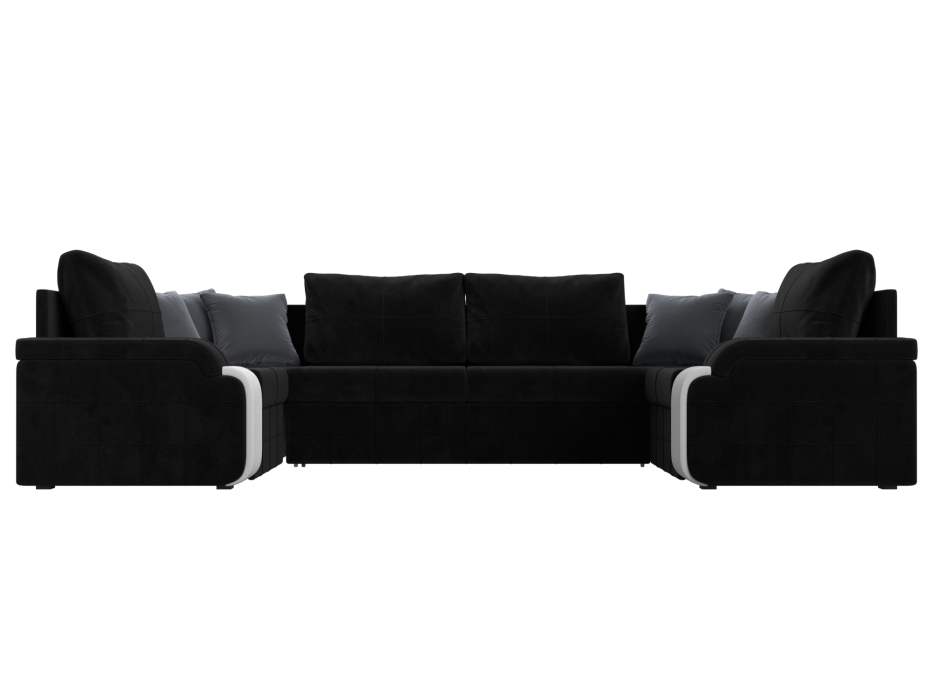 Диваны с ящиком для белья, П-образный диван Николь, велюр / экокожа