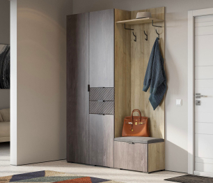 Шкаф Шаде ШК-3416, дуб серый, черный ясень