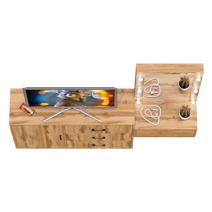 Туалетные столики, Комод с дверками и ящиками 122-1204 и косметический столик навесной с подсветкой