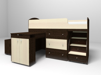 Кровать чердак Малыш Увеличенный, Венге