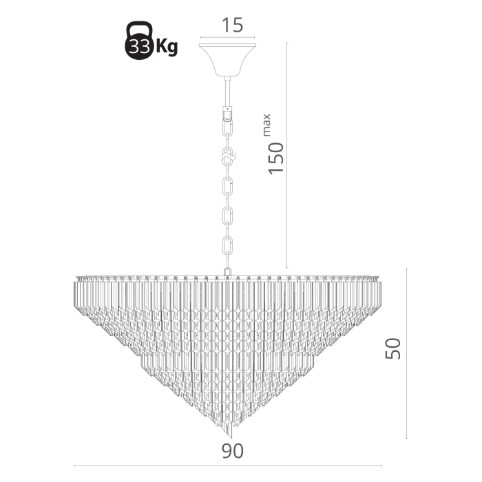 Люстра подвесная, Люстра подвесная FRIZZANTE 90см