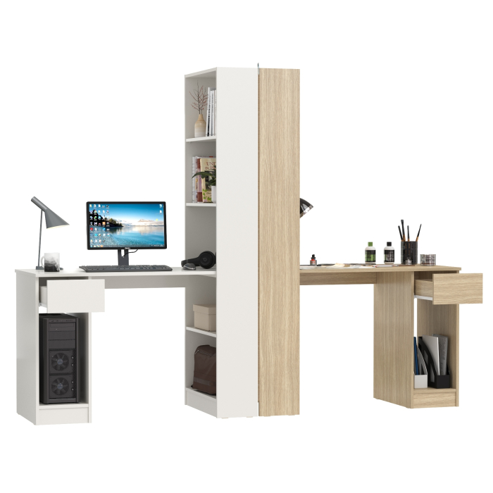 Прямые компьютерные столы, Два письменных стола Лайт 10.01 со шкафом с полками