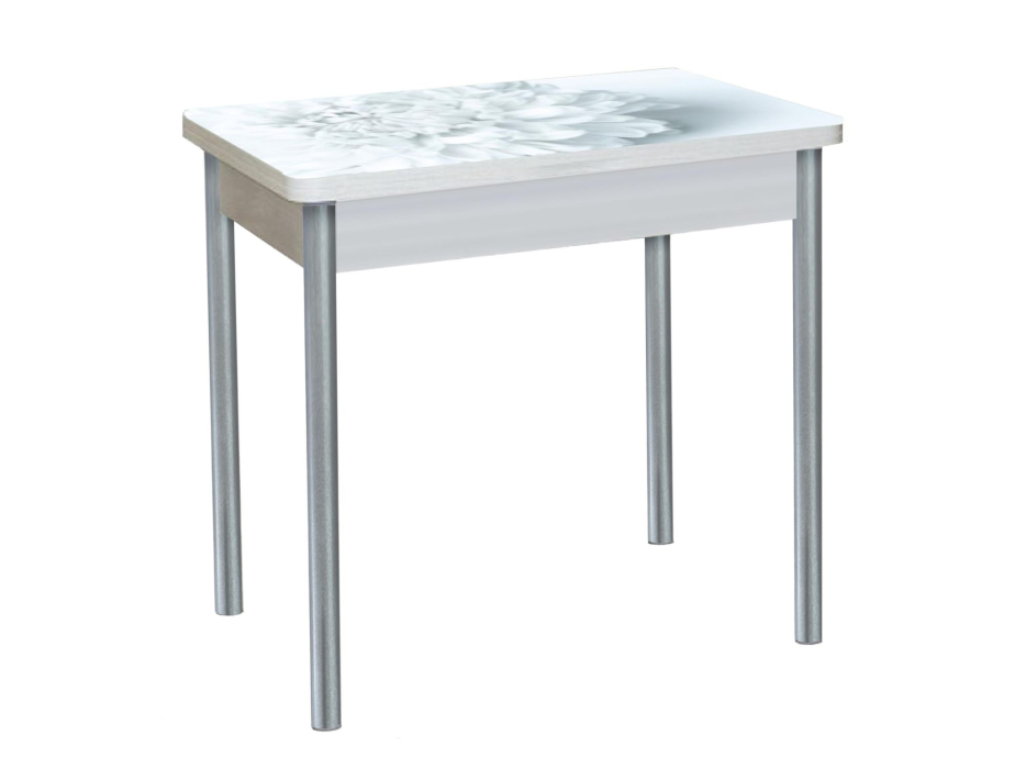 Обеденные столы, БРОНКС стол обеденный фотопечать опора круглая серебристый металлик