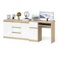 Домашние кабинеты, Комод-тумба Мори МК1200 3 ящика и две дверки со столом компьютерным МС-1 левым Мори