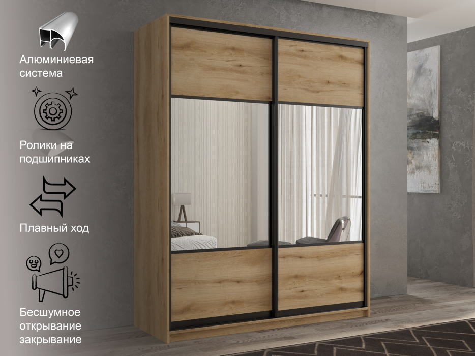 Шкафы-купе 2-х дверные, Шкаф-купе 2х дверный Кааппи 6 160х60