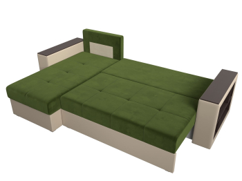 Диван угловой Дубай Лайт, микровельвет/экокожа, левый угол