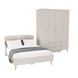Набор мебели Афина из кровати двуспальной 1400 и шкафа 4-х дверного для одежды