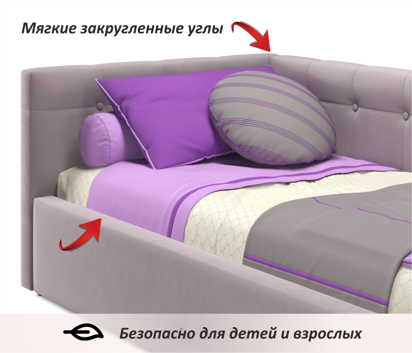 Мягкая кровать, Односпальная кровать-тахта Bonna 900 ортопедическое основание с матрасом PROMO B COCOS