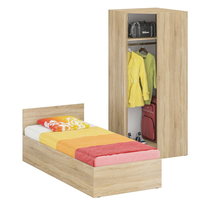 Спальные гарнитуры, Кровать односпальная 900 с угловым шкафом Стандарт