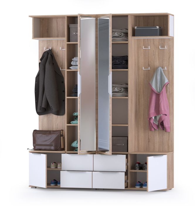 Прихожая, Прихожая Куба НМ № 17 с зеркалами и вешалкой для одежды