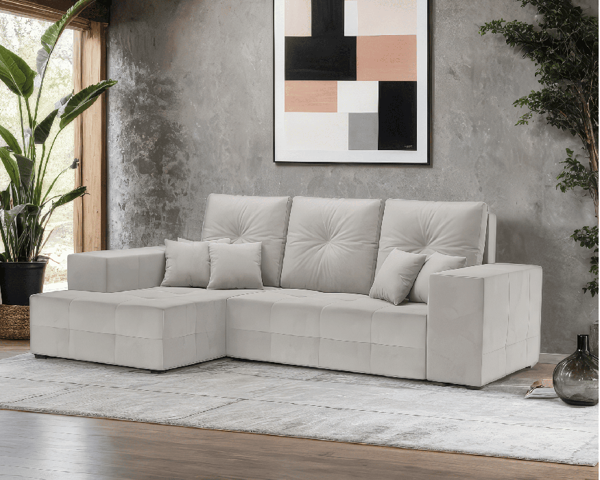 Диваны угловые в гостиную, Диван угловой Монреаль Левый угол (Велюр)