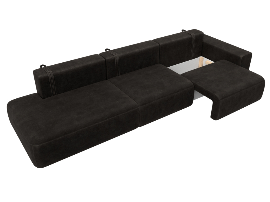 Диваны еврокнижки, Диван прямой Лига-036 НПБ Модерн Лонг подлокотник справа, велюр BRUT