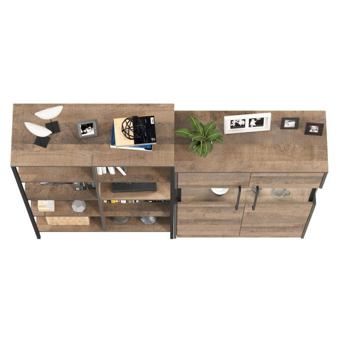 Стенки для гостиной, Стеллаж Трувор 13.151.02 с комодом с витриной с подсветкой