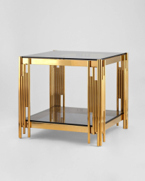Журнальный столик ГЭТСБИ 55х55 (Стекло smoke/Сталь золото)