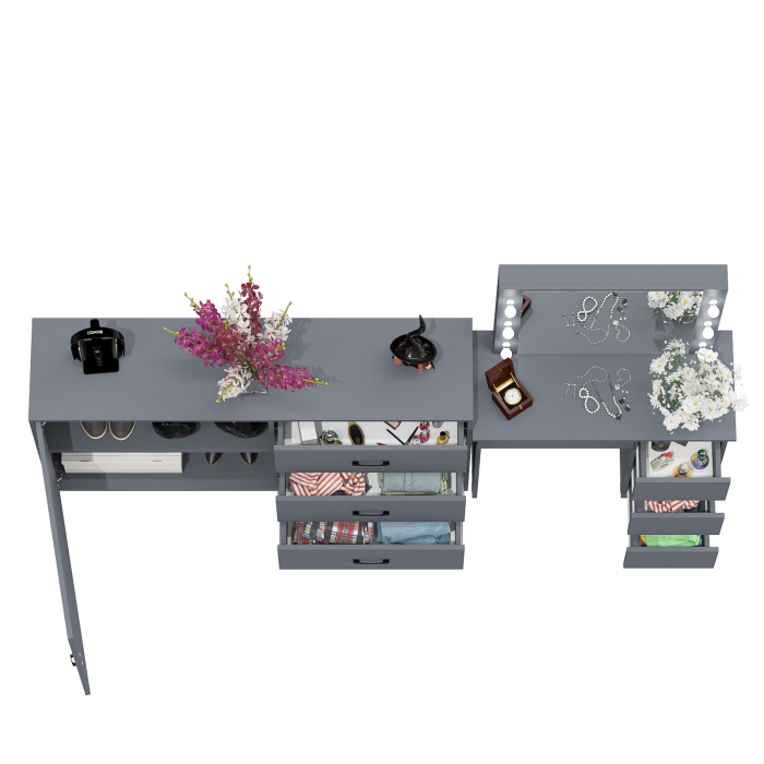 Туалетные столики, Столик косметический с подсветкой Сура и тумба-комод 122-1504