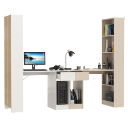 Два письменных стола Лайт 10.01 со шкафом с полками