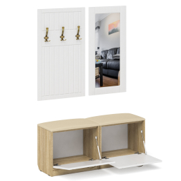 Две обувницы с сиденьем зеркалом и вешалкой П-6 МДФ фрезеровка прованс