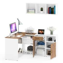 Стол Лидер-8 с навесной открытой полкой и двумя тумбами