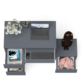 Компьютерный стол три ящика Мори МС-6 левый с тумбой 400