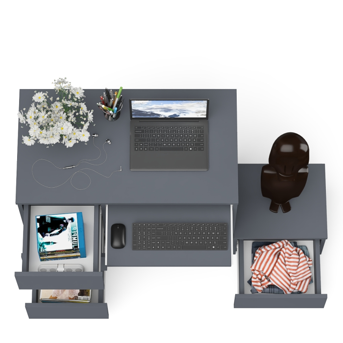 Прямые компьютерные столы, Компьютерный стол три ящика Мори МС-6 левый с тумбой 400