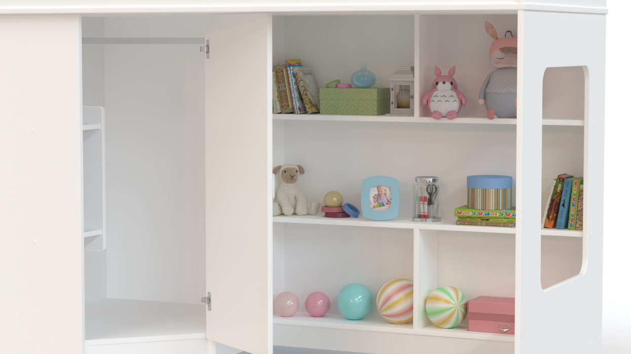 Кровати-чердаки, Кровать-чердак с угловым шкафом и угловой лестницей Ridgimmi 2.3