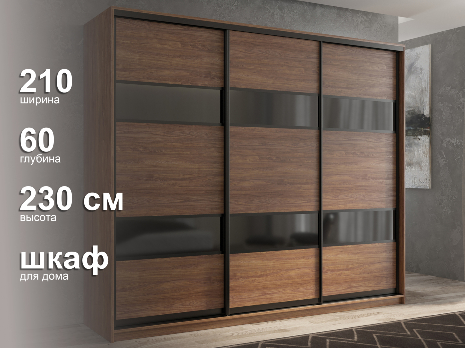 Шкафы-купе 3-х дверные, Шкаф-купе 3х дверный Кааппи 7 210х60