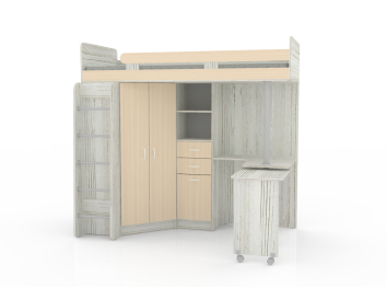 Кровать чердак Юниор 3 с металлической лестницей, Винтерберг