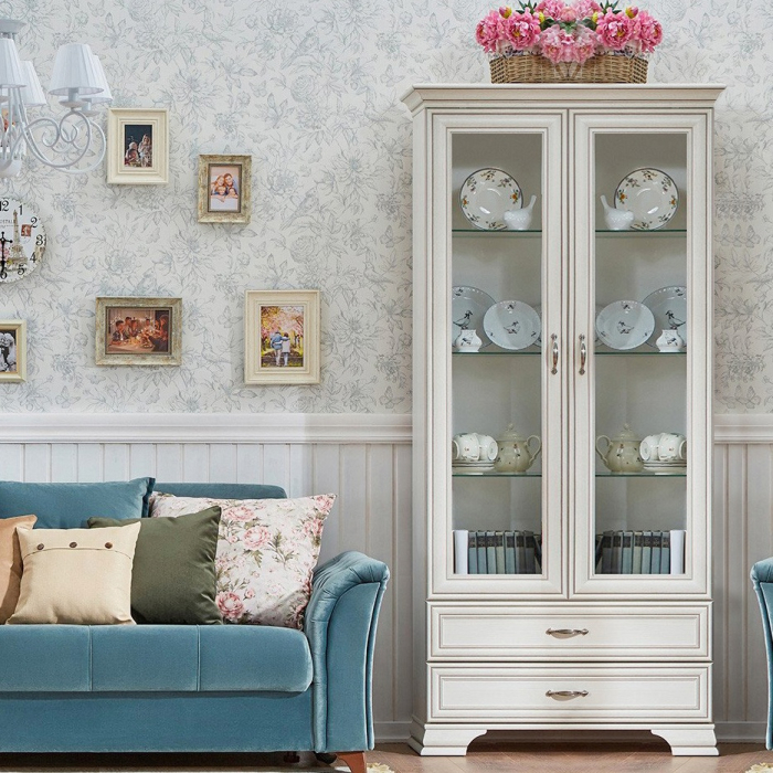 Стеклянные, Шкаф с витриной 2V2S, TIFFANY