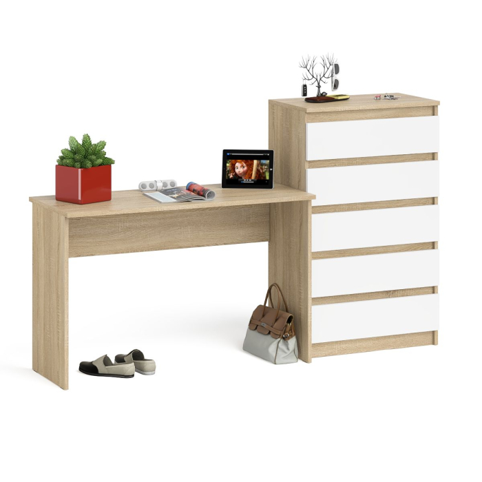 Домашние кабинеты, Стол письменный 1200 с комодом 700 5 ящиков Мори