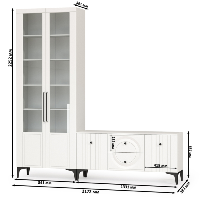 Стенки для гостиной, ТВ-тумба и сервант Валенсия № 57