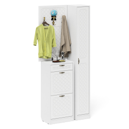 Тумба для обуви высокая с вешалкой и пеналом П-6 № 24 МДФ фрезеровка ромб