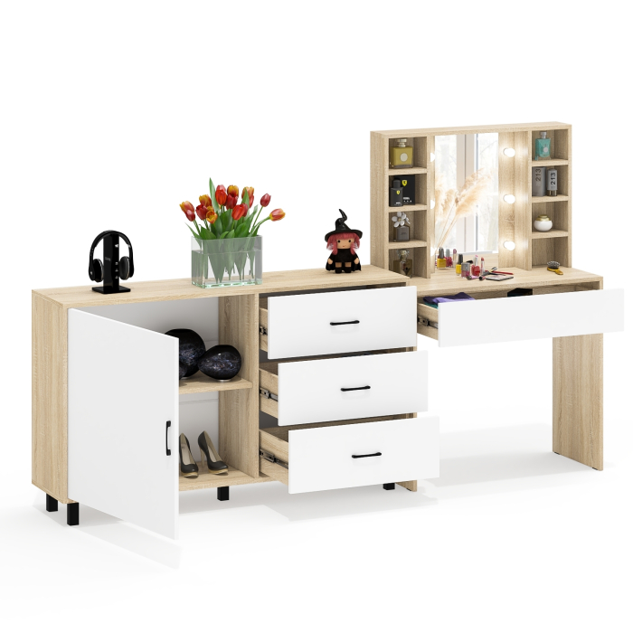 Туалетные столики, Столик туалетный с полочками и с подсветкой и комод 122-1504