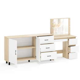 Косметический столик Сура с зеркалом и подсветкой и с тумбой-комодом 123-1604