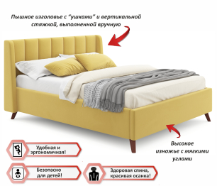 Мягкая кровать Betsi 1600 с подъемным механизмом и матрасом ГОСТ