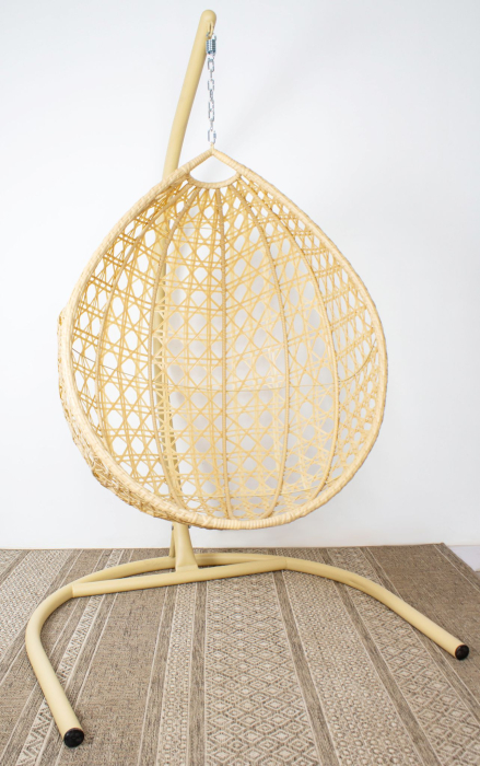 Подвесные кресла, Подвесное кресло КАПЛЯ ЛЮКС с ротангом бежевое