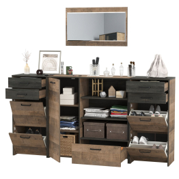 Навесное зеркало в прихожую Трувор с обувницами и комодом-тумбой