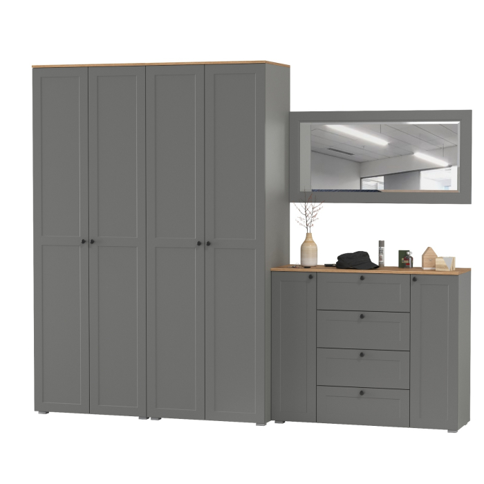 Прихожие, Два платяных шкафа Остин и комод с зеркалом