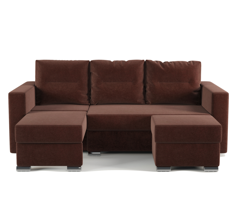 Диваны угловые в гостиную, Угловой диван трансформер Рио левый с пуфиком