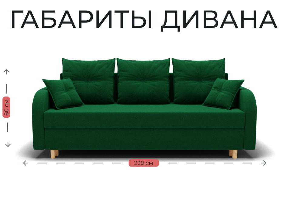 Диваны еврокнижки, Прямой диван Генри,НПБ,еврокнижка,велюр