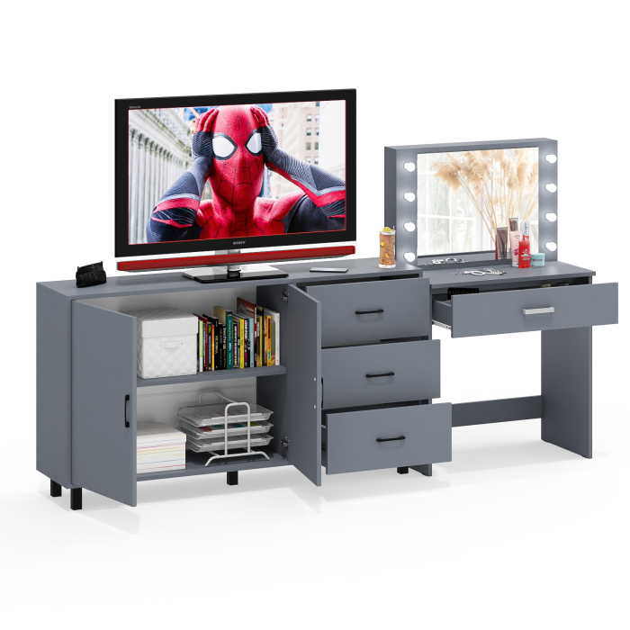 С зеркалом, Комод-тумба 123-1604 и туалетный столик с подсветкой СТ-4